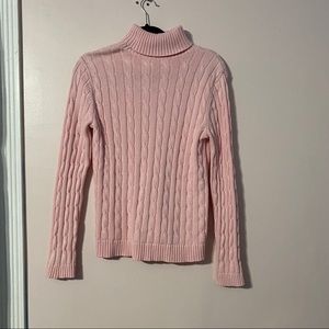 Baby Pink Cable Knit Turtleneck